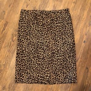 J Crew Leopard Pencil Skirt Size 14